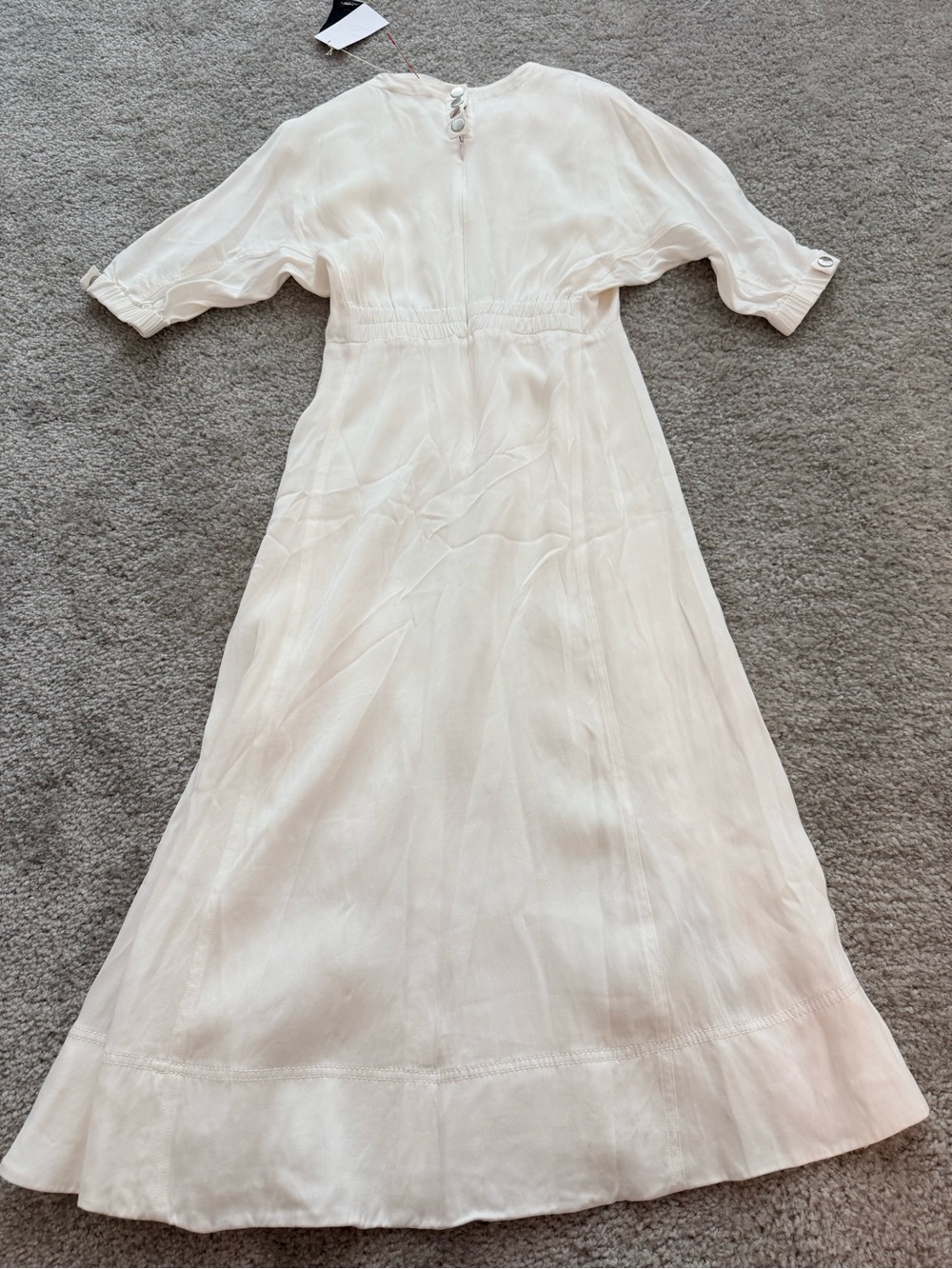 3.1 Phillip Lim Cream white Silky Midi Dress with Knot Waist and buttons - Picture 4 of 7